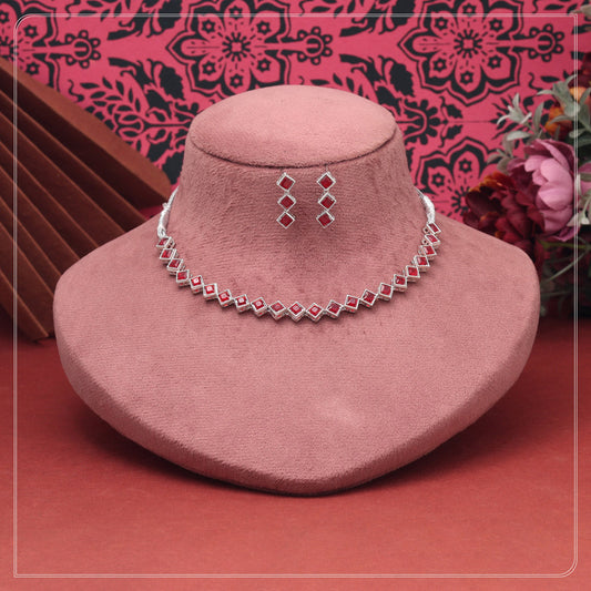 Maroon Color Stone Necklace Set
