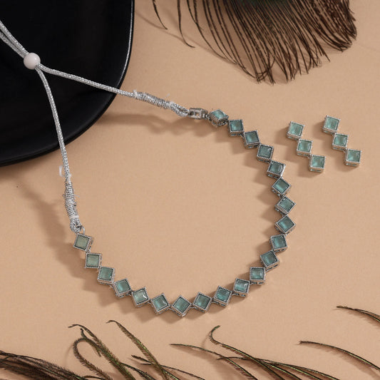 Pista Green Color Stone Necklace Set
