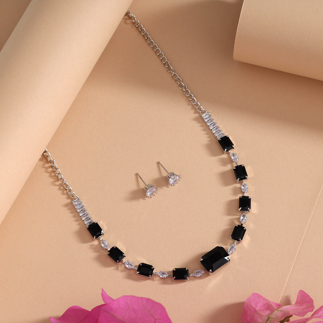 Black Color Stone Necklace Set