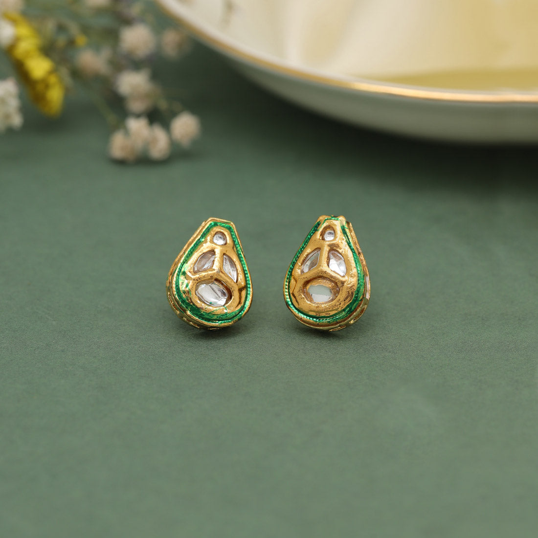 White Color Stud Earrings (STUD216WHT)