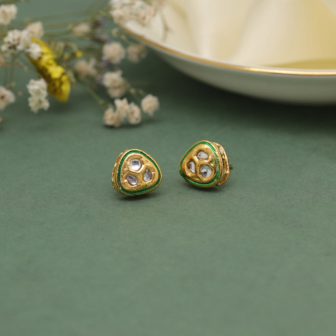 White Color Stud Earrings (STUD219WHT)