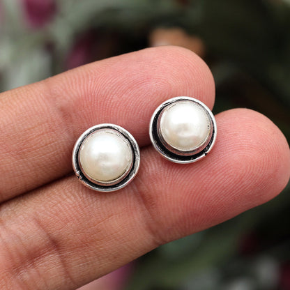 White Color Oxidised Stud Earrings Combo Of 12 Pairs (STUD225CMB)