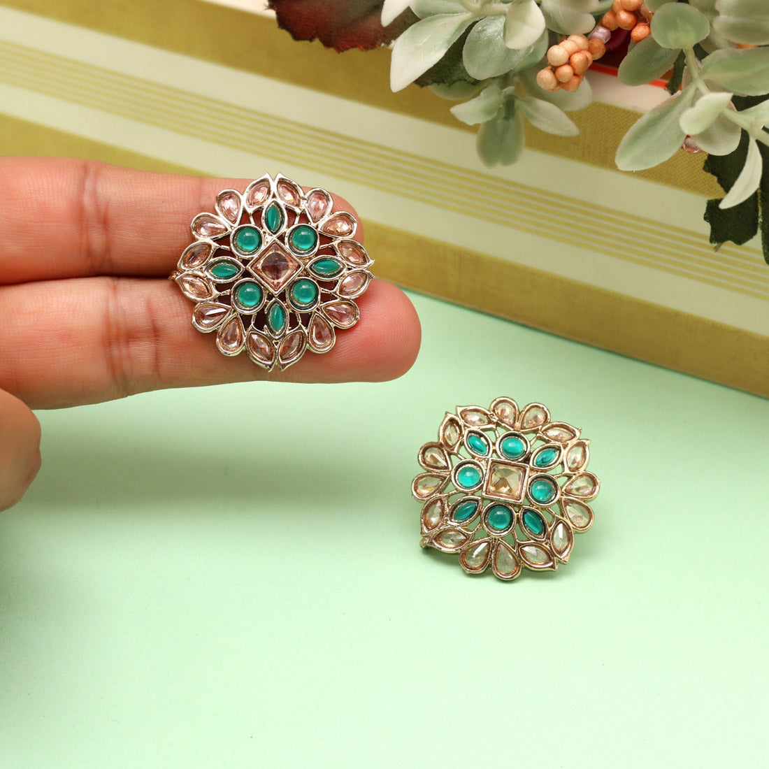Aqua Firozi Color Tops Stud Earrings