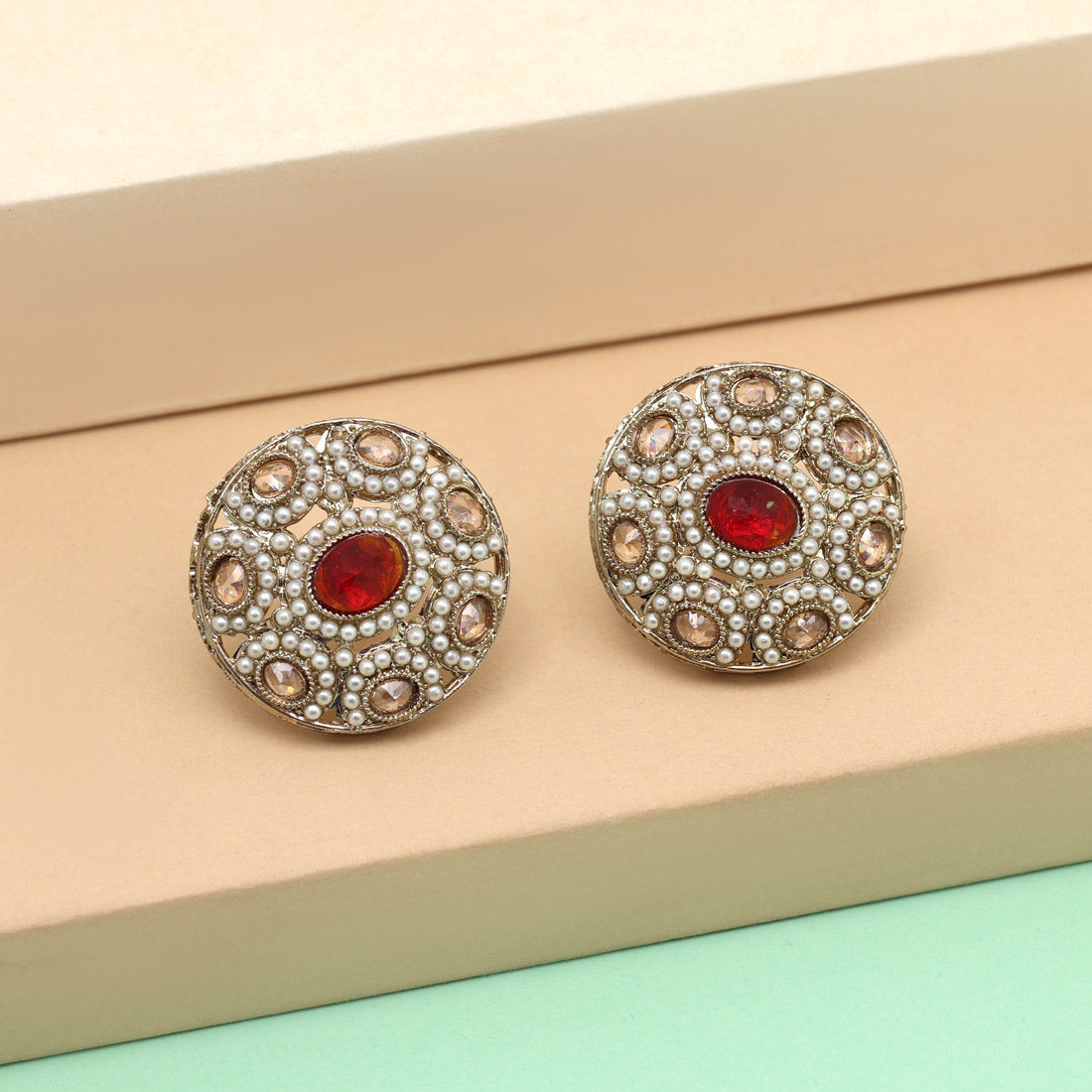 Classic Red Color Tops Stud Earrings
