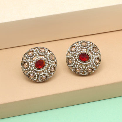 Classic Red Color Tops Stud Earrings