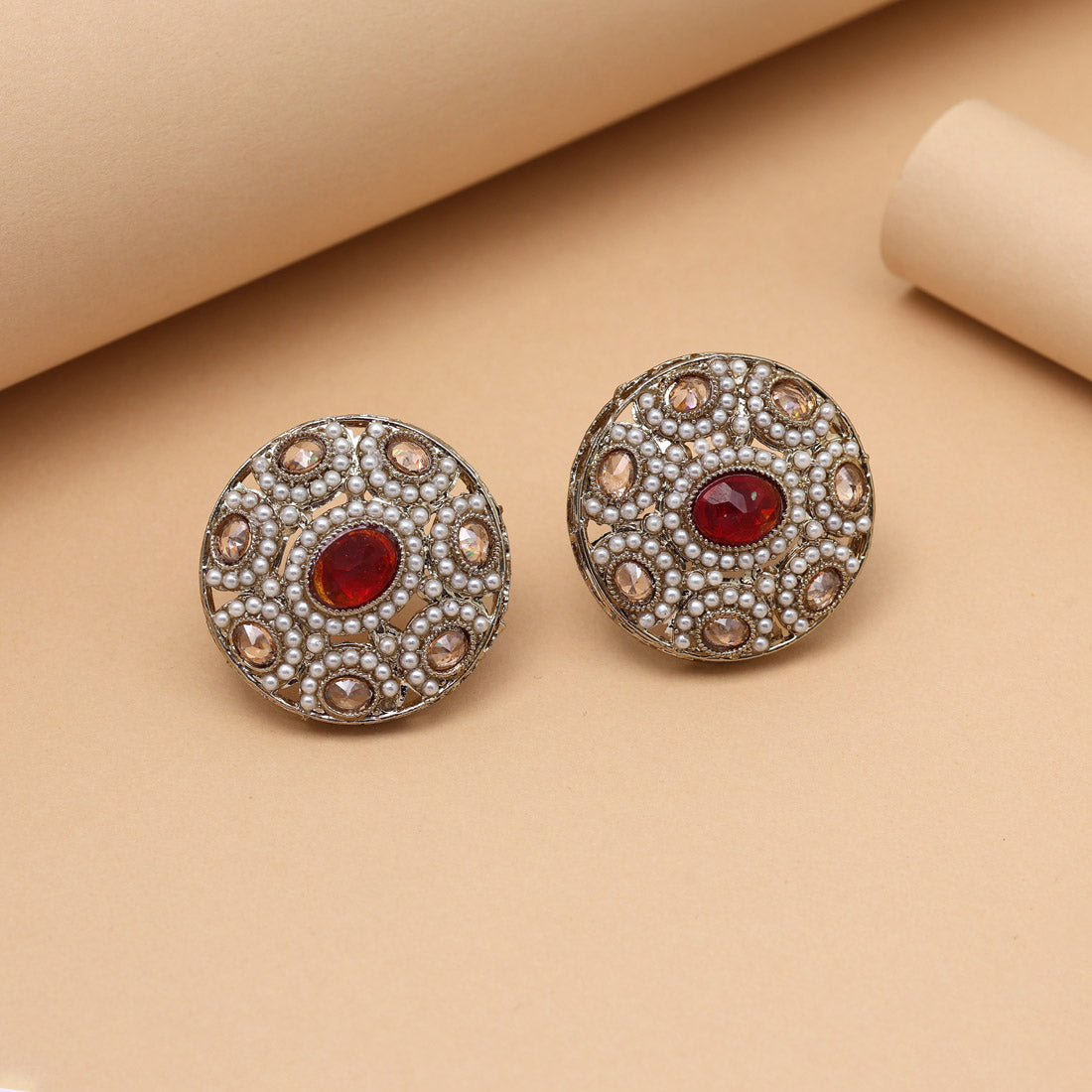 Classic Red Color Tops Stud Earrings
