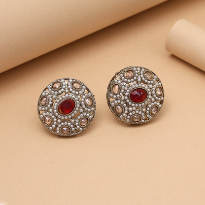 Classic Red Color Tops Stud Earrings