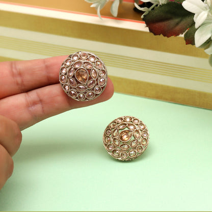 Rose Pink Color Tops Stud Earrings