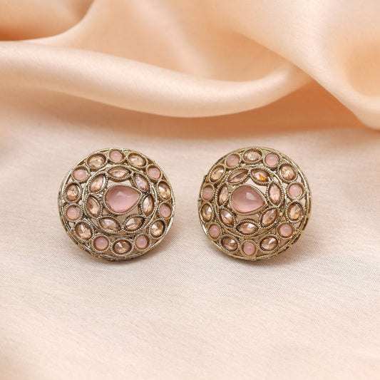 Rose Pink Color Tops Stud Earrings