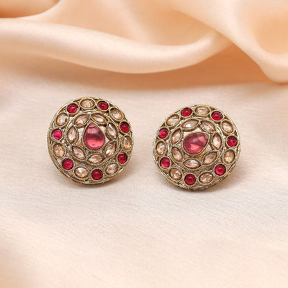 Rose Pink Color Tops Stud Earrings