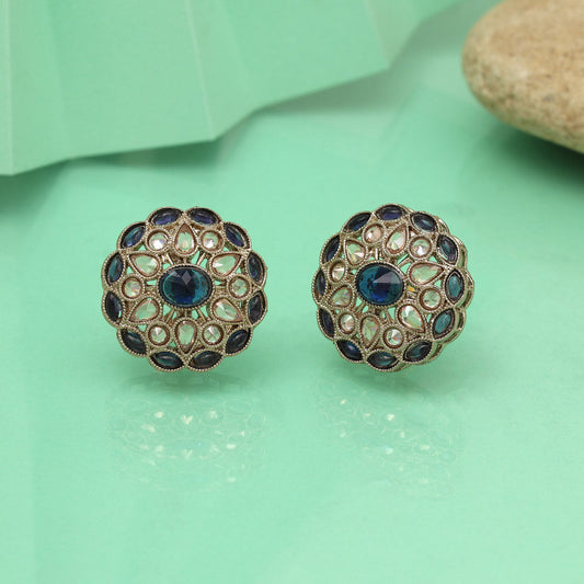 Cool Blue Color Tops Stud Earrings