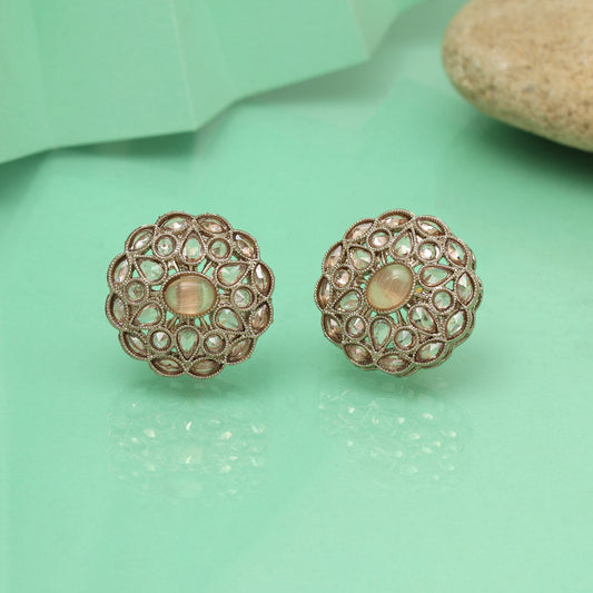 Radiant Gold Color Tops Stud Earrings