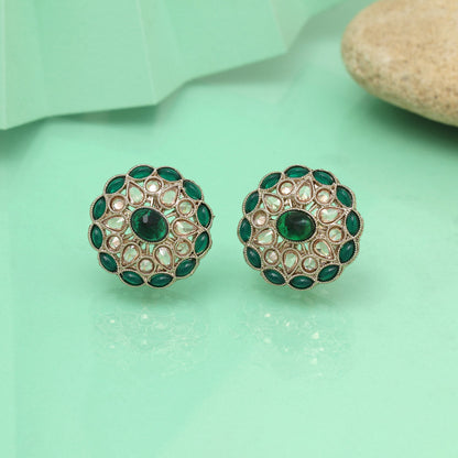 Fresh Green Color Tops Stud Earrings