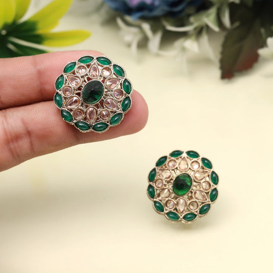 Fresh Green Color Tops Stud Earrings