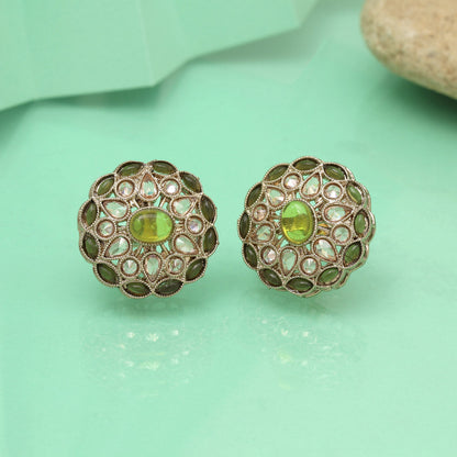Elegant Mehandi Green Color Tops Stud Earrings