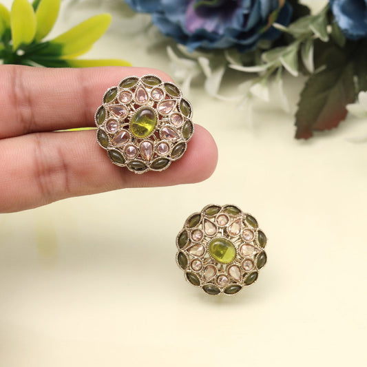 Elegant Mehandi Green Color Tops Stud Earrings