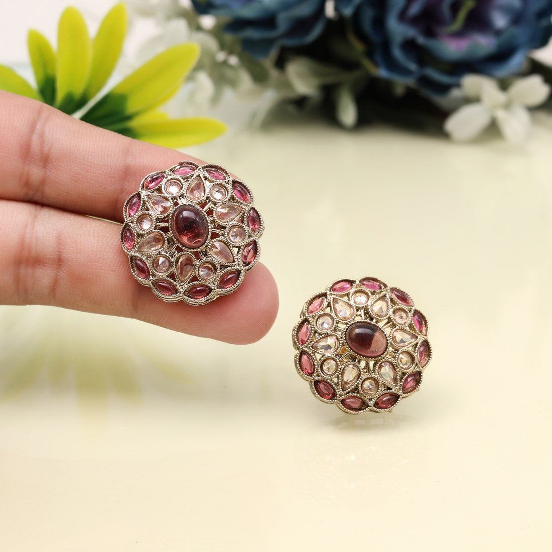 Royal Purple Color Tops Stud Earrings