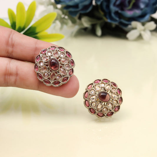 Royal Purple Color Tops Stud Earrings