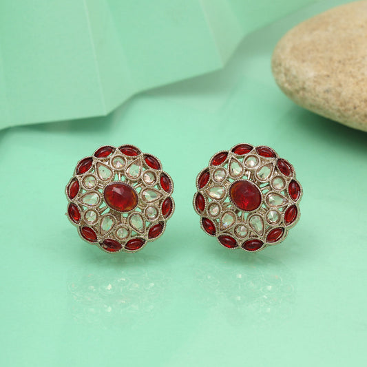 Bold Red Color Tops Stud Earrings