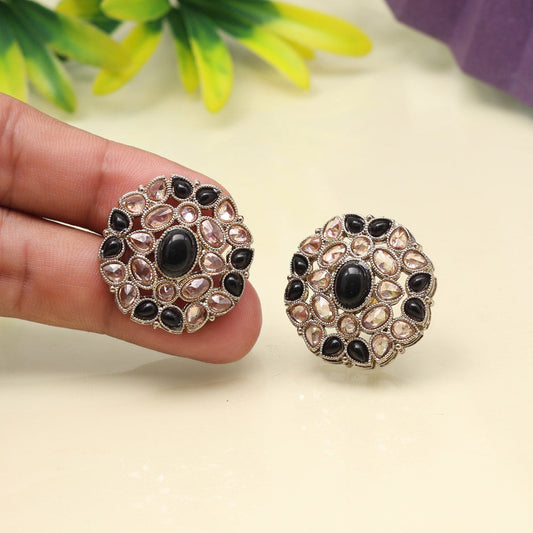 Midnight Black Color Tops Stud Earrings