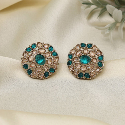 Glossy Firozi Color Tops Stud Earrings