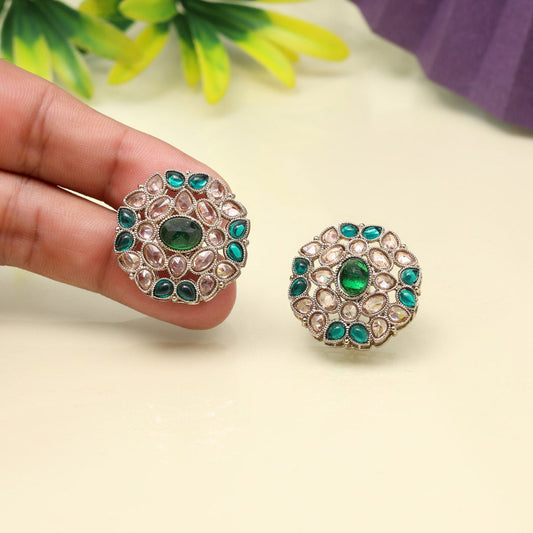 Leafy Green Color Tops Stud Earrings
