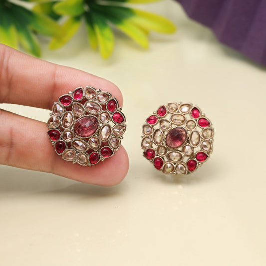 Stylish Rani Color Tops Stud Earrings
