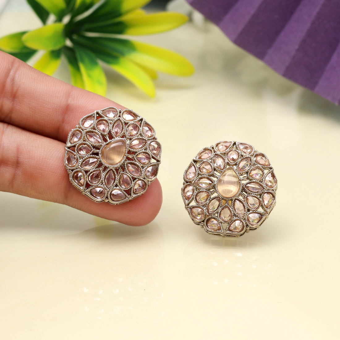Polished Gold Color Tops Stud Earrings