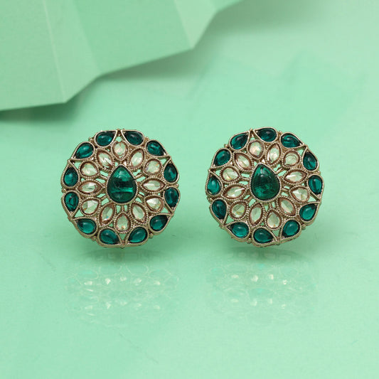 Fresh Green Color Tops Stud Earrings
