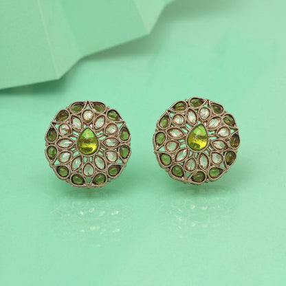 Graceful Mehandi Green Color Tops Stud Earrings