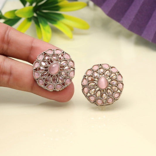 Blush Pink Color Tops Stud Earrings