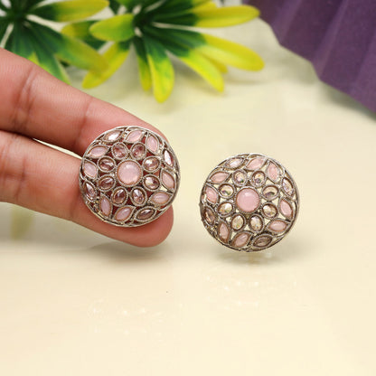 Petal Pink Color Tops Stud Earrings