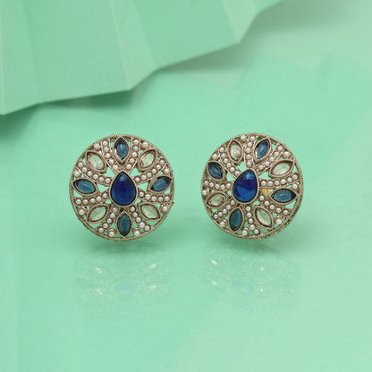 Azure Blue Color Tops Stud Earrings