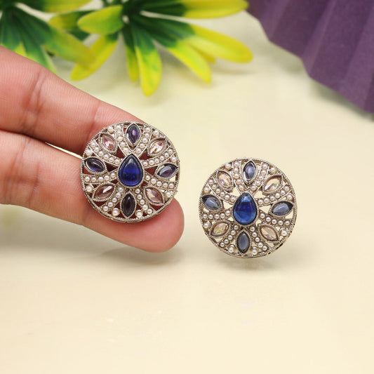 Azure Blue Color Tops Stud Earrings