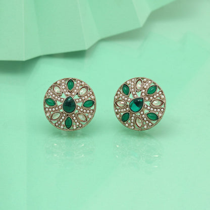 Botanical Green Color Tops Stud Earrings
