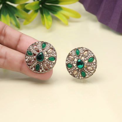 Botanical Green Color Tops Stud Earrings