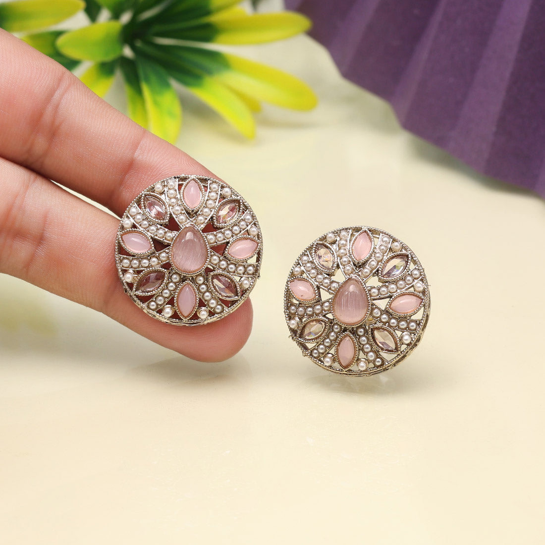 Light Pink Color Tops Stud Earrings