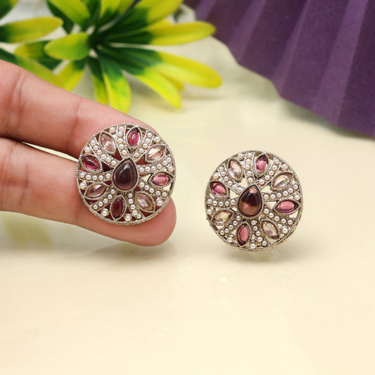 Royal Purple Color Tops Stud Earrings