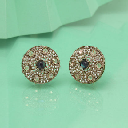Glossy Blue Color Tops Stud Earrings