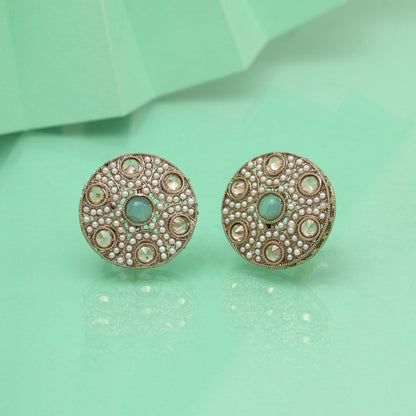 Crystal Sky Blue Color Tops Stud Earrings