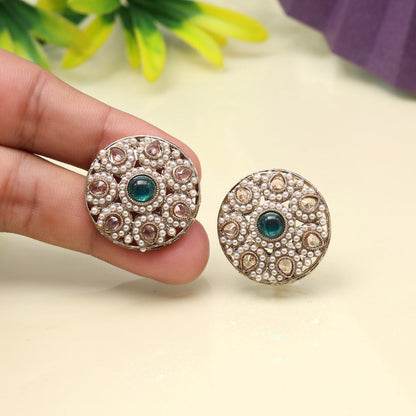 Aqua Firozi Color Tops Stud Earrings