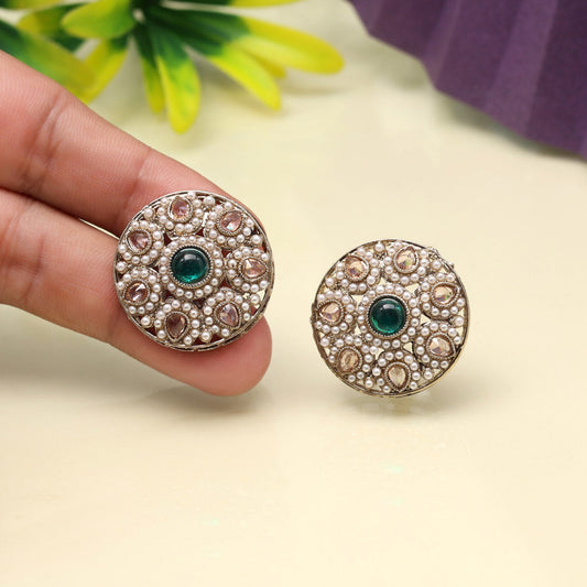Organic Green Color Tops Stud Earrings