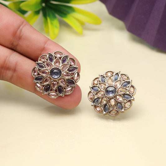 Vibrant Blue Color Tops Stud Earrings