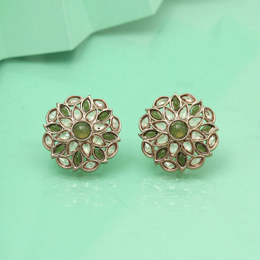 Heritage Mehandi Green Color Tops Stud Earrings