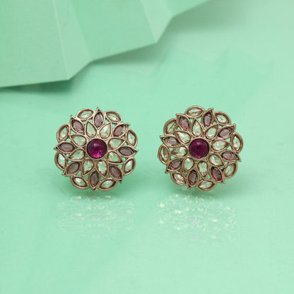 Bold Purple Color Tops Stud Earrings