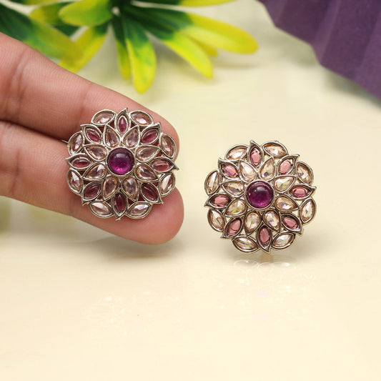 Bold Purple Color Tops Stud Earrings