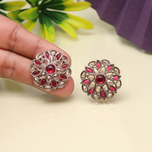 Elegant Rani Color Tops Stud Earrings