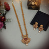 Maroon Color Matte Gold Rajwadi Temple Necklace Set (TPLN216MRN)