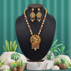 Maroon Color Lord Ganesha Rajwadi Matte Gold Temple Necklace Set (TPLN258MRN)