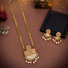 Maroon Color Rajwadi Matte Gold Temple Necklace Set (TPLN260MRN)